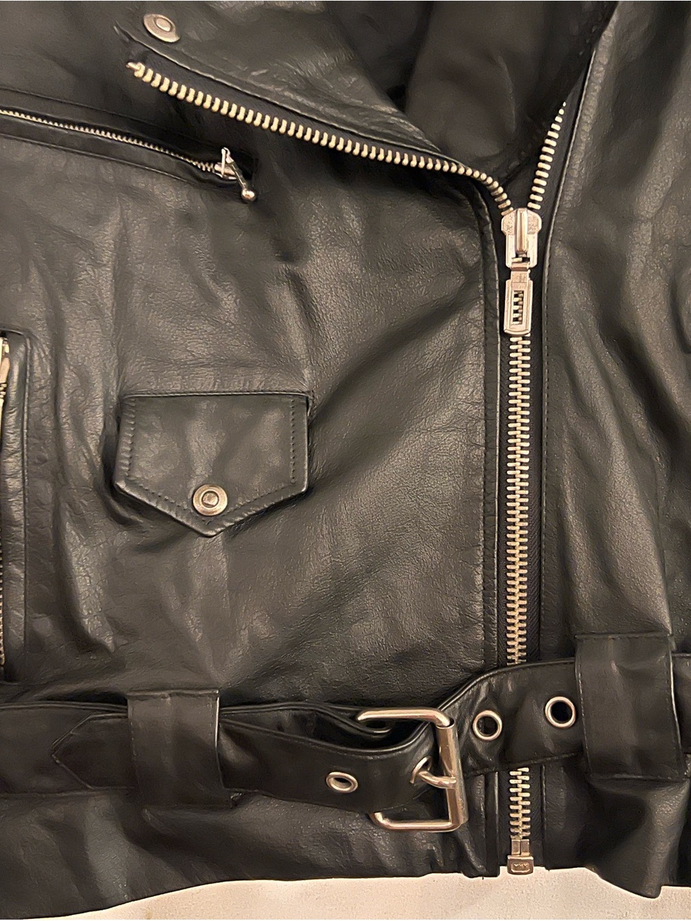 Vintage Virginia Slims 100% Leather Biker Motorcycle Jacket Womens W/Belt 1990s - Picture 2 of 10